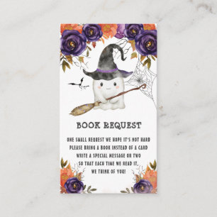 Little Boo Halloween Baby Shower Book Request  Enclosure Card
