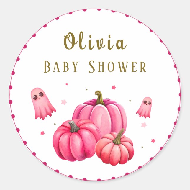 Little Boo Halloween Baby Shower Classic Round Sticker (Front)