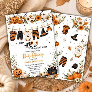 Little Boo Halloween Baby Shower Clothesline Invitation