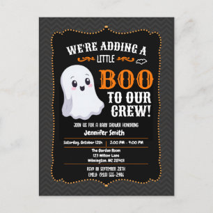 Little Boo Halloween Baby Shower Cute Ghost & Bats Postcard