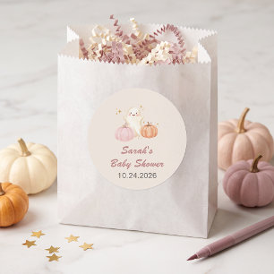 Little Boo Halloween Baby Shower Favour Round Classic Round Sticker