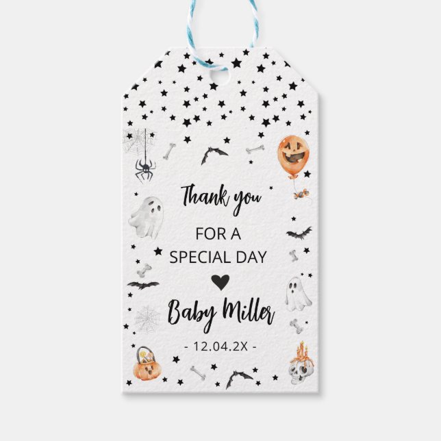 Little Boo Halloween Baby Shower favour tag (Front)