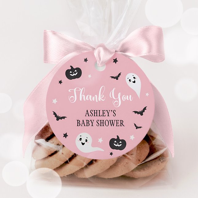 Little Boo Halloween Baby Shower Favour Tag (Cute Baby Shower Round Tag)