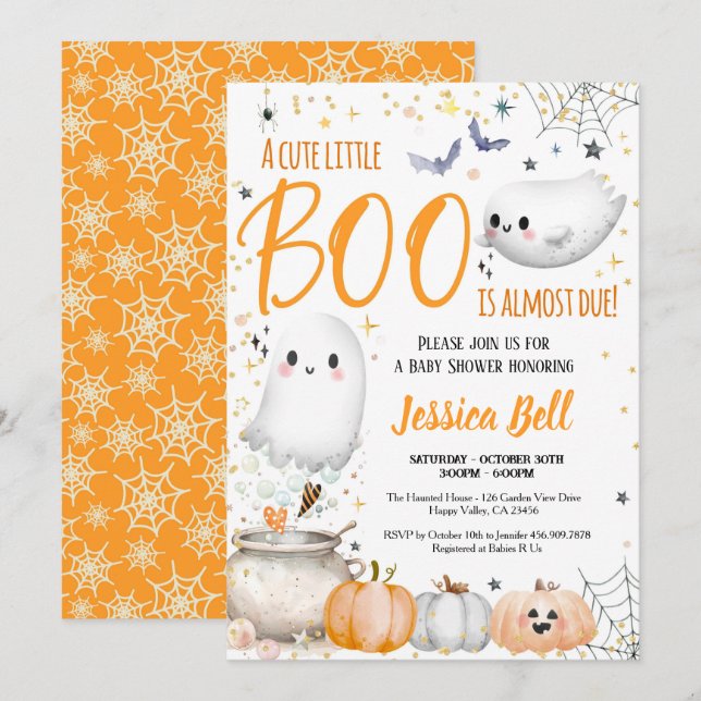 Little Boo Halloween Baby Shower Gender Neutral Invitation (Front/Back)