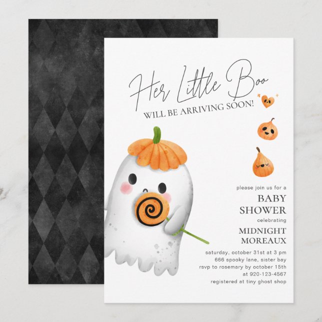 Little Boo Halloween Baby Shower Invitation (Front/Back)