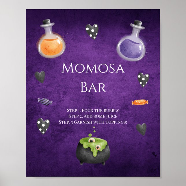 Little Boo Halloween Baby Shower Momosa Bar sign (Front)
