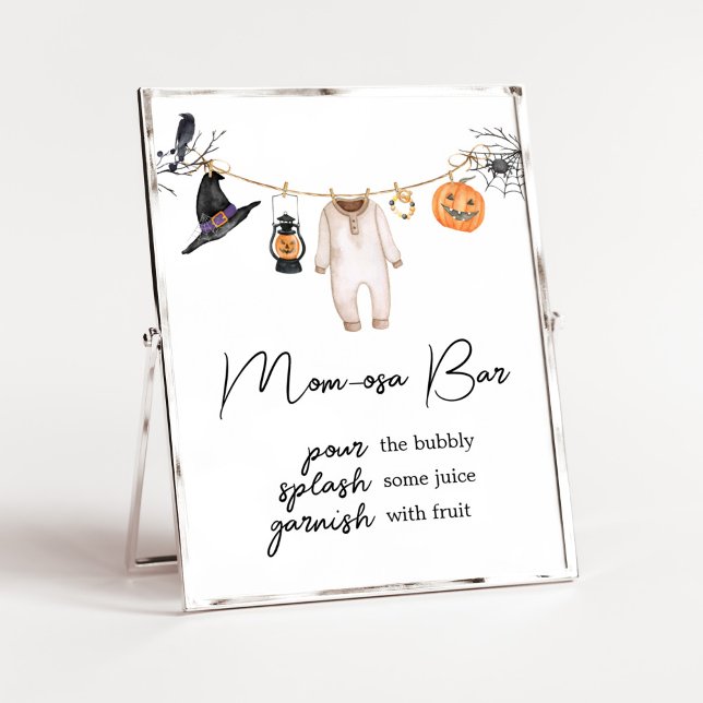 Little Boo Halloween Baby Shower Mum Osa Bar Poster (Halloween Baby Clothes Baby Shower Mom Osa Bar Sign)