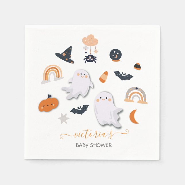 Little Boo Halloween Baby Shower Napkin (Front)