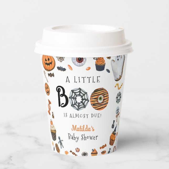 Little Boo Halloween Baby Shower Paper Cups (Front)