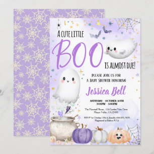 Little Boo Halloween Baby Shower Purple Invitation