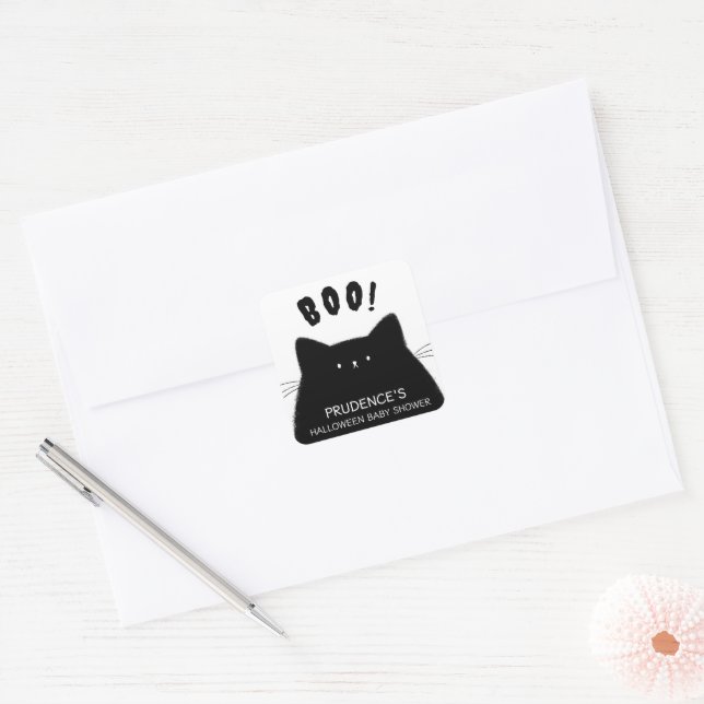 Little Boo Halloween Baby Shower Square Sticker (Envelope)