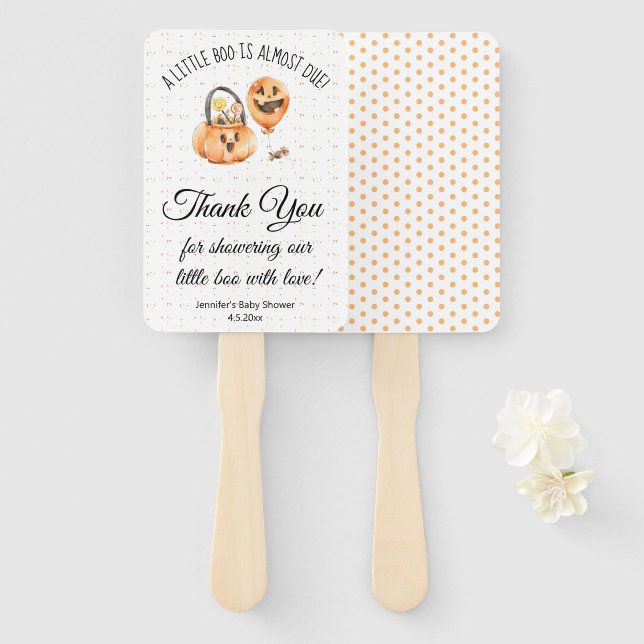 little boo, halloween baby shower thank you cute hand fan (Front and Back)