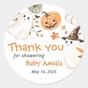 Little Boo Halloween Baby Shower Thank You Favour Classic Round Sticker