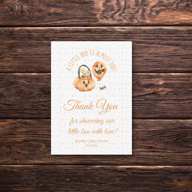 little boo, halloween baby shower thank you orange card (Creator Uploaded)