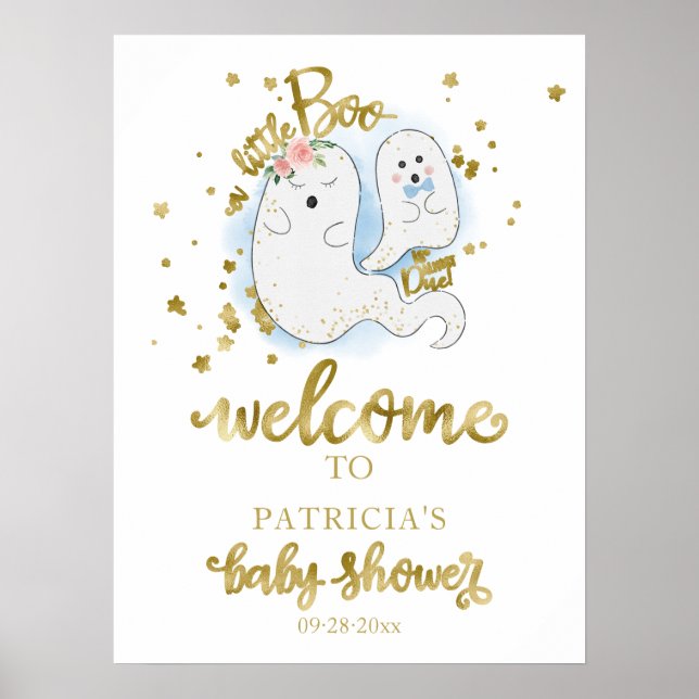 Little Boo Halloween Baby Shower Welcome Sign  (Front)