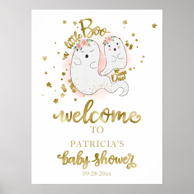 Little Boo Halloween Baby Shower Welcome Sign  (Front)