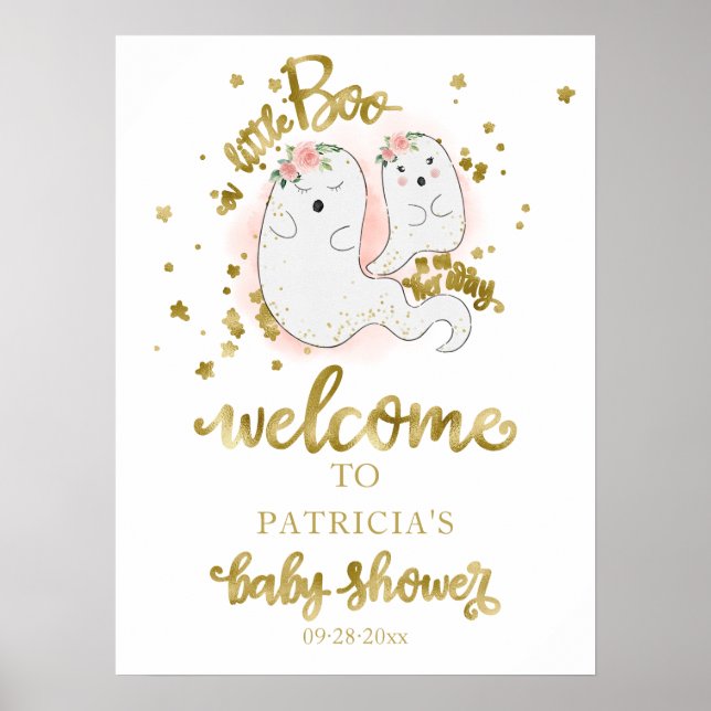 Little Boo Halloween Baby Shower Welcome Sign  (Front)