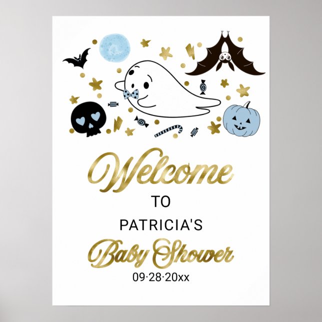 Little Boo Halloween Baby Shower Welcome Sign  (Front)