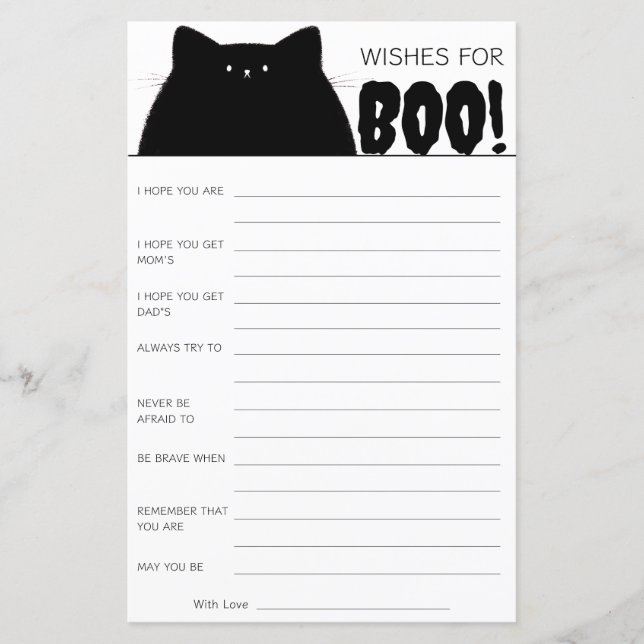 Little Boo Halloween Baby Shower Wishes for Baby (Front)