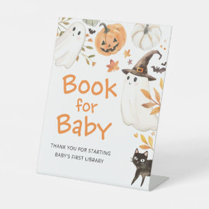 Little Boo Halloween Book For Baby Shower Table Pedestal Sign