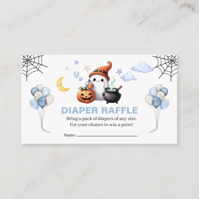 Little Boo Halloween Boy Baby Shower Diaper Raffle Enclosure Card (Front)