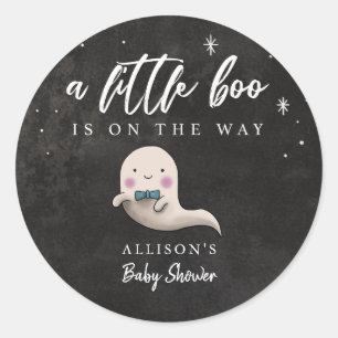 Little Boo Halloween Boy Ghost Baby Shower Classic Round Sticker