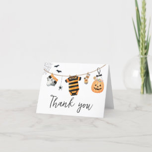 Little Boo Halloween Clothesline Baby Shower Thank You Card