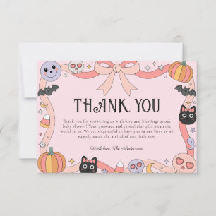 Little Boo Halloween Coquette Baby Shower Thank You Card