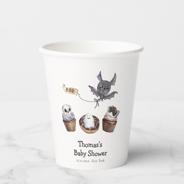 Little Boo Halloween cupcake Baby Shower Paper Cups (Front)
