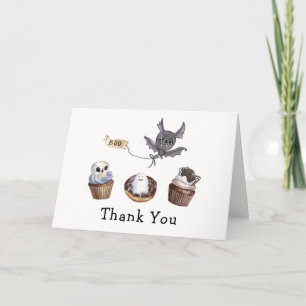 Little Boo Halloween cupcake Baby Shower Thank You Card