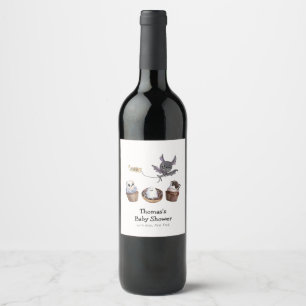 Little Boo Halloween cupcake Baby Shower Wine Label