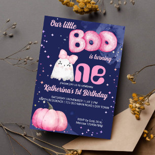 Little boo Halloween cute girl ghost birthday Invitation