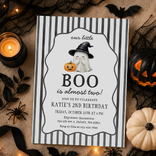 Little Boo Halloween Ghost 2nd Birthday Invitation
