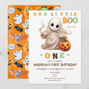 Little Boo Halloween Ghost Any Age 1st Birthday Invitation