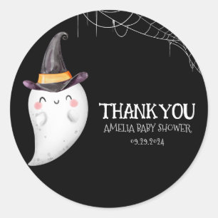 Little Boo Halloween ghost  baby shower Classic Round Sticker
