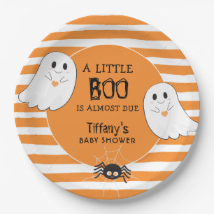 Little Boo Halloween Ghost Baby Shower Paper Plate