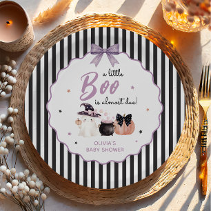 Little Boo Halloween Ghost Baby Shower Paper Plate