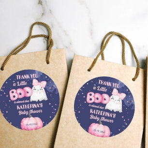 Little boo Halloween ghost girl baby shower favor Classic Round Sticker