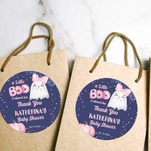 Little boo Halloween ghost girl baby shower favour Classic Round Sticker