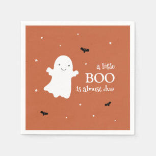 Little Boo Halloween Ghost Orange Baby Shower Napkin