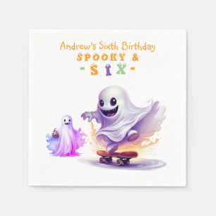 Little Boo Halloween Ghost Skater Any Age Birthday Napkin