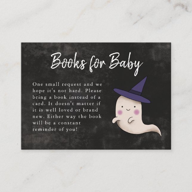 Little Boo Halloween Girl Baby Shower Book Request Enclosure Card (Front)