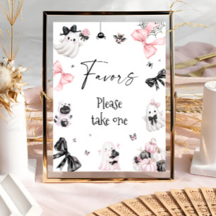 Little Boo Halloween Girl Baby Shower Favors Poster