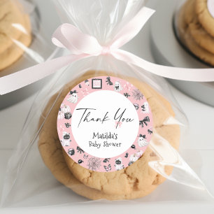 Little Boo Halloween Girl Baby Shower Thank You Classic Round Sticker