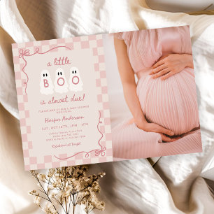 Little Boo Halloween Girl Ghost Baby Shower Photo Invitation