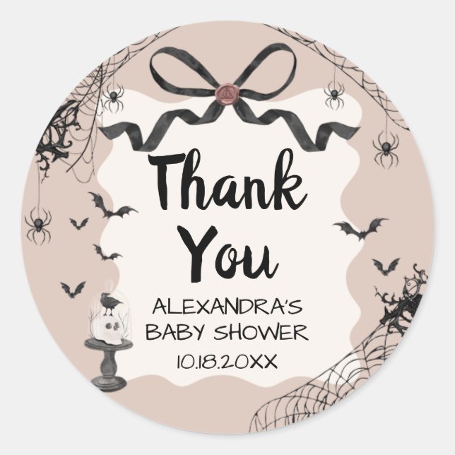 Little Boo Halloween Gothic Baby Shower Classic Round Sticker (Front)