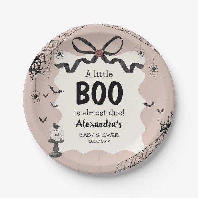 Little Boo Halloween Gothic Baby Shower Paper Plate (Front)