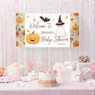 Little Boo Halloween Pattern Baby Shower Banner