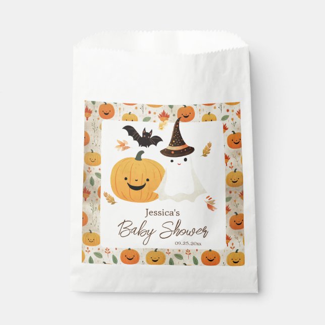 Little Boo Halloween Pattern Baby Shower  Favour Bags (Front)