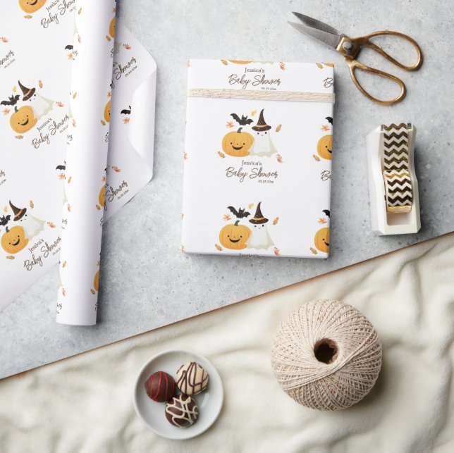 Little Boo Halloween Pattern Baby Shower  Wrapping Paper (Crafts)